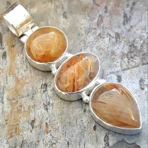 Golden Rutilated Quartz Sterling Silver Pendant